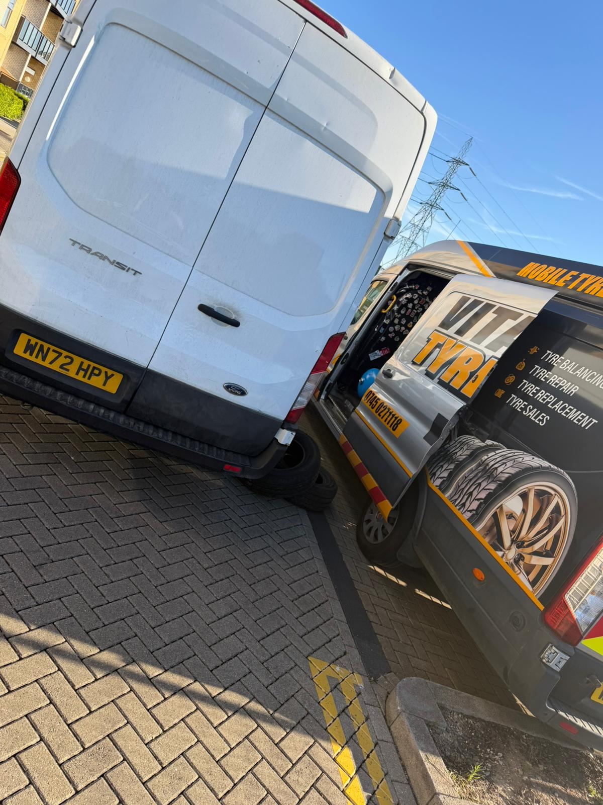 Van loaded with tyres ready for callouts